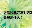 微信拉黑好友对方发消息显示什么（微信拉黑后对方发信息会显示什么）