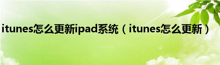 itunes怎么更新ipad系统（itunes怎么更新）