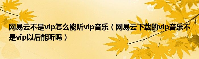 网易云不是vip怎么能听vip音乐（网易云下载的vip音乐不是vip以后能听吗）