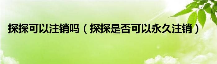 探探可以注销吗（探探是否可以永久注销）