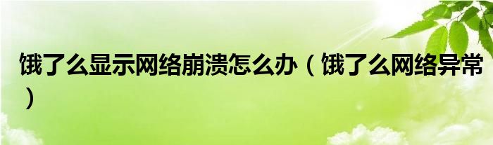 饿了么显示网络崩溃怎么办（饿了么网络异常）