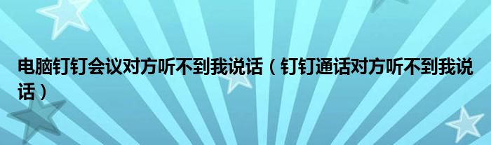 电脑钉钉会议对方听不到我说话（钉钉通话对方听不到我说话）