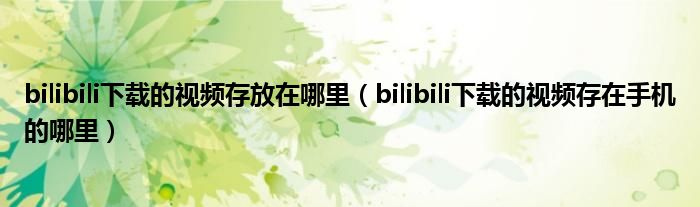 bilibili下载的视频存放在哪里（bilibili下载的视频存在手机的哪里）