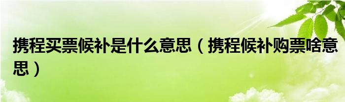 携程买票候补是什么意思（携程候补购票啥意思）