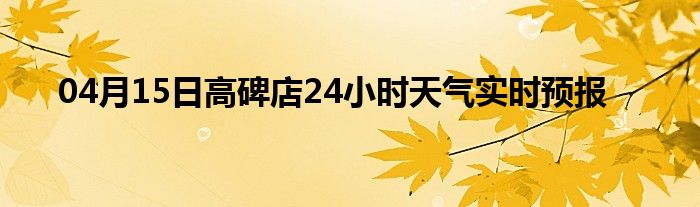 04月15日高碑店24小时天气实时预报