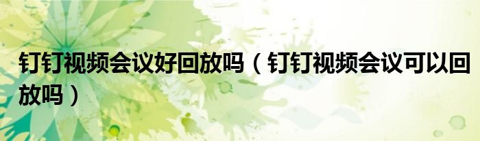 钉钉视频会议好回放吗（钉钉视频会议可以回放吗）