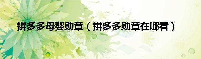 拼多多母婴勋章（拼多多勋章在哪看）