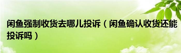 闲鱼强制收货去哪儿投诉（闲鱼确认收货还能投诉吗）