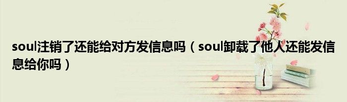 soul注销了还能给对方发信息吗（soul卸载了他人还能发信息给你吗）