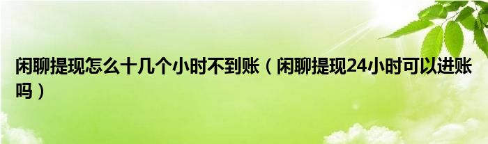 闲聊提现怎么十几个小时不到账（闲聊提现24小时可以进账吗）