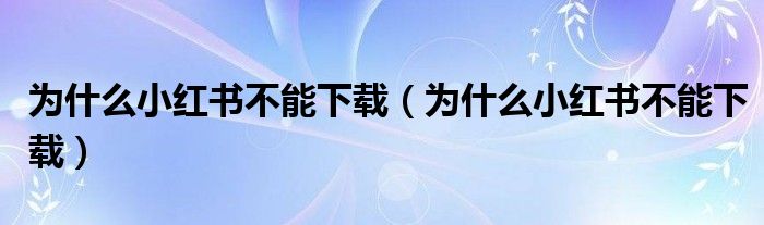 为什么小红书不能下载（为什么小红书不能下载）