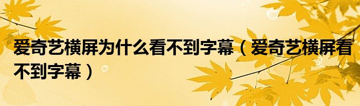 爱奇艺横屏为什么看不到字幕（爱奇艺横屏看不到字幕）