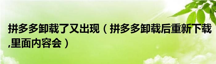 拼多多卸载了又出现（拼多多卸载后重新下载,里面内容会）