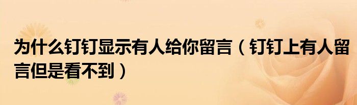 为什么钉钉显示有人给你留言（钉钉上有人留言但是看不到）