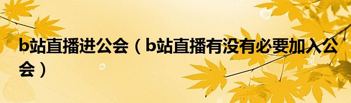 b站直播进公会（b站直播有没有必要加入公会）