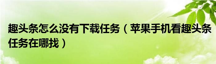 趣头条怎么没有下载任务（苹果手机看趣头条任务在哪找）