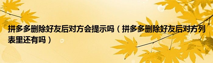 拼多多删除好友后对方会提示吗（拼多多删除好友后对方列表里还有吗）