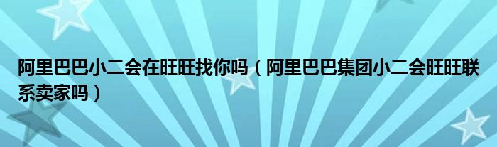 阿里巴巴小二会在旺旺找你吗（阿里巴巴集团小二会旺旺联系卖家吗）