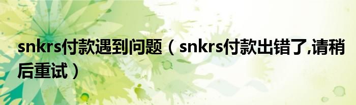 snkrs付款遇到问题（snkrs付款出错了,请稍后重试）