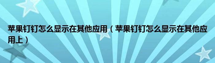 苹果钉钉怎么显示在其他应用（苹果钉钉怎么显示在其他应用上）