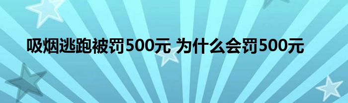 吸烟逃跑被罚500元 为什么会罚500元