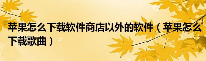 苹果怎么下载软件商店以外的软件（苹果怎么下载歌曲）