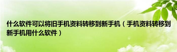 什么软件可以将旧手机资料转移到新手机（手机资料转移到新手机用什么软件）