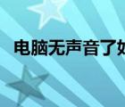 电脑无声音了如何处理（电脑无声音故障）