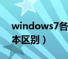 windows7各版本的区别（windows7各版本区别）