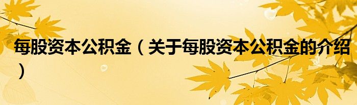 每股资本公积金（关于每股资本公积金的介绍）