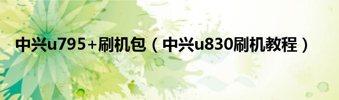 中兴u795+刷机包（中兴u830刷机教程）