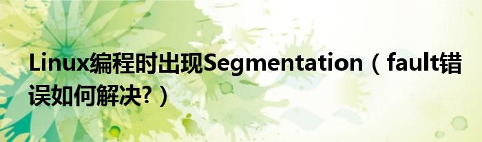 Linux编程时出现Segmentation（fault错误如何解决?）