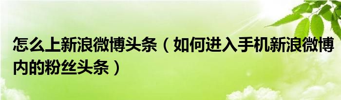 怎么上新浪微博头条（如何进入手机新浪微博内的粉丝头条）