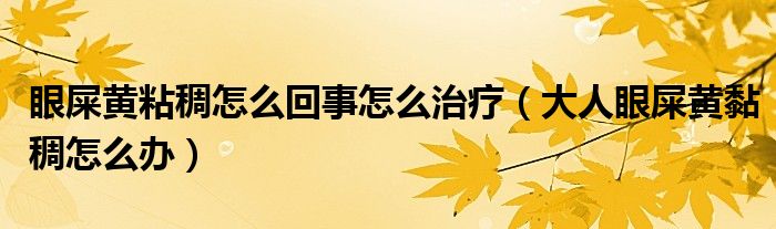 眼屎黄粘稠怎么回事怎么治疗（大人眼屎黄黏稠怎么办）