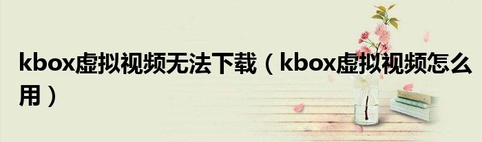 kbox虚拟视频无法下载（kbox虚拟视频怎么用）