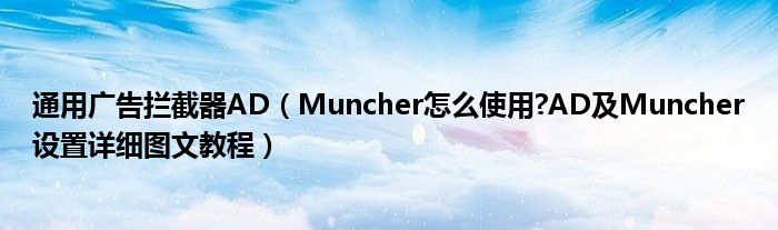 通用广告拦截器AD（Muncher怎么使用?AD及Muncher设置详细图文教程）