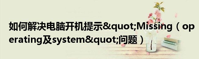 如何解决电脑开机提示"Missing（operating及system"问题）