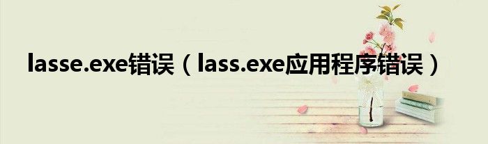 lasse.exe错误（lass.exe应用程序错误）