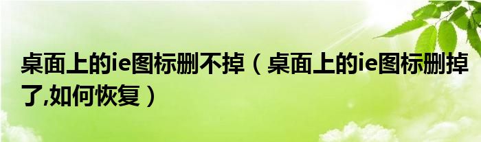 桌面上的ie图标删不掉（桌面上的ie图标删掉了,如何恢复）