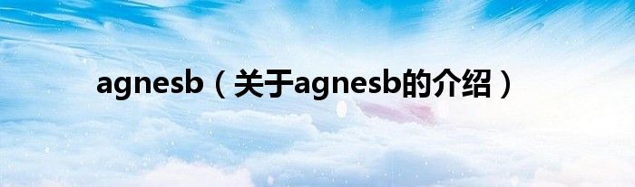 agnesb（关于agnesb的介绍）