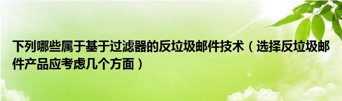 下列哪些属于基于过滤器的反垃圾邮件技术（选择反垃圾邮件产品应考虑几个方面）