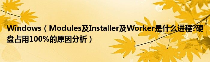 Windows（Modules及Installer及Worker是什么进程?硬盘占用100%的原因分析）