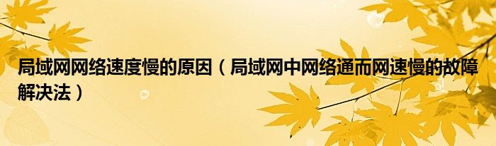 局域网网络速度慢的原因（局域网中网络通而网速慢的故障解决法）