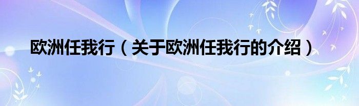 欧洲任我行（关于欧洲任我行的介绍）