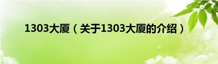 1303大厦（关于1303大厦的介绍）