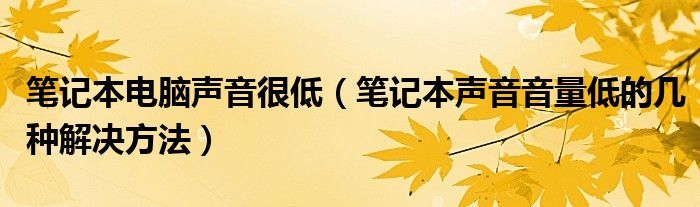 笔记本电脑声音很低（笔记本声音音量低的几种解决方法）