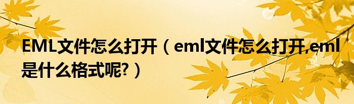 EML文件怎么打开（eml文件怎么打开,eml是什么格式呢?）