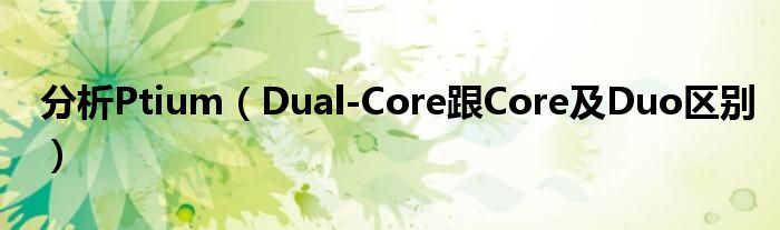 分析Ptium（Dual-Core跟Core及Duo区别）