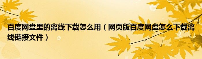 百度网盘里的离线下载怎么用（网页版百度网盘怎么下载离线链接文件）