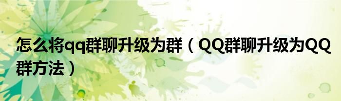 怎么将qq群聊升级为群（QQ群聊升级为QQ群方法）